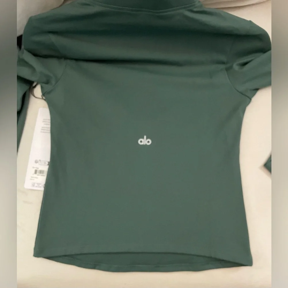 ALO Yoga Softsculpt Precision 1/4 Zip Long Sleeve Clover Green Size XS